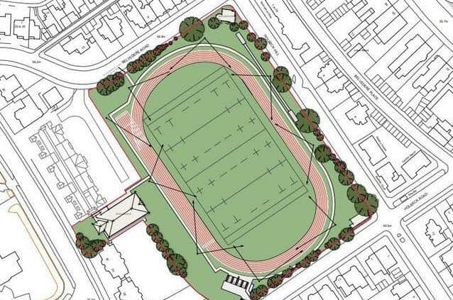 Plans for the athletics track and sports facilities on Scarborough South Cliff.