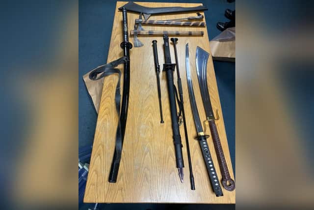 A number of tomahawks and Katanas, commonly known as Samurai swords, were seized, as well as a Chinese Dadao, a machete-like weapon. (Photo: North Yorkshire Police)