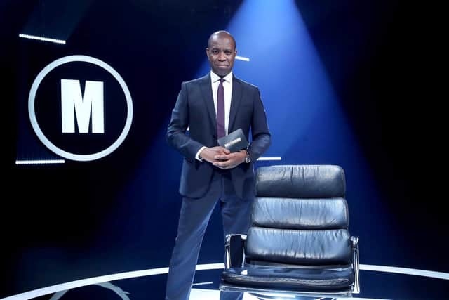 Presenter Clive Myrie awaits contestants from Whitby and Scarborough for Mastermind's famous black chair.