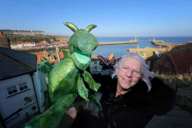 Jenny Camara and one of the characters in her book.