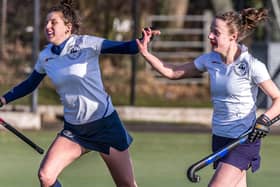 Zara Noble with Whitby Ladies goalscorer Dani Halley

Photos by Brian Murfield