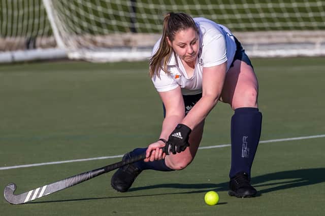 Siobhan Robinson in action for Whitby Ladies in their defeat at home to Durham uni 3s

Photos by Brian Murfield