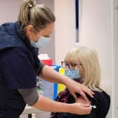 A patient receives their Covid vaccine at The Brunswick in Scarborough.