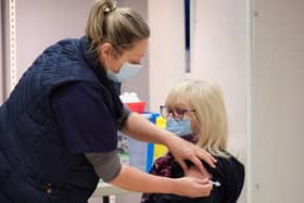 A patient receives their Covid vaccine at The Brunswick in Scarborough.