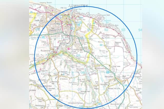 A map showing where the 3km Captive Bird (Monitoring) Controlled Zone has been put into place - from www.gov.uk