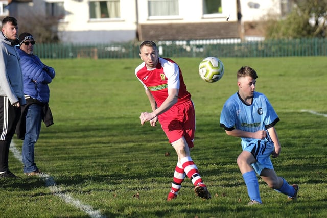 Westover Wasps, red kit, on the ball