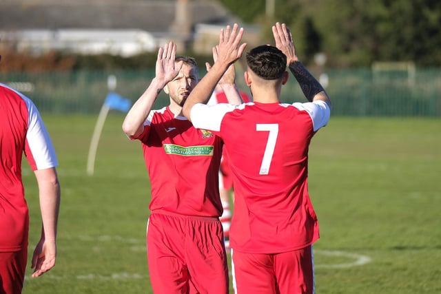 Westover Wasps celebrate a goal at Newby