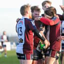 Scarborough RUFC scrum-half Alex Rowley, right, is loving life in the first team after moving up from the Vikings