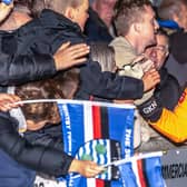 Blues keeper Shane Bland thanks the fans