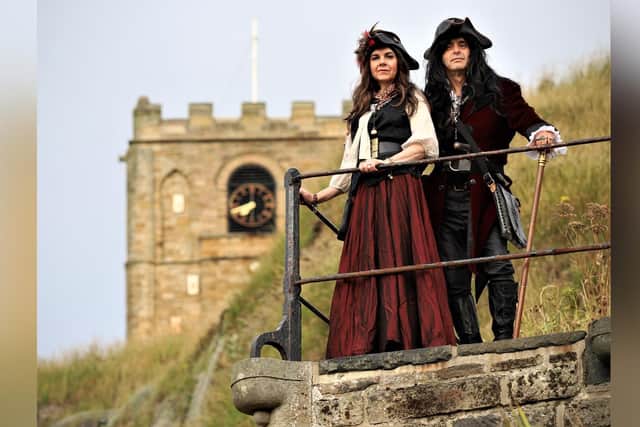 Whitby Steampunk Weekend visitors pictured here on the 199 Steps.