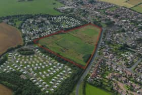 An aerial view of Church Lane, Cayton, near Scarborough.