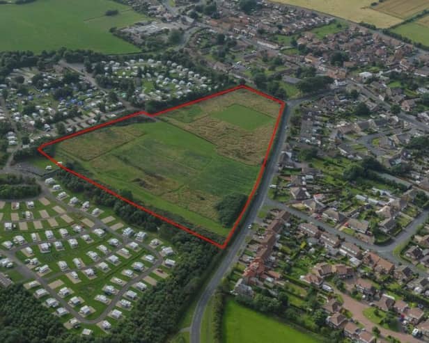 An aerial view of Church Lane, Cayton, near Scarborough.