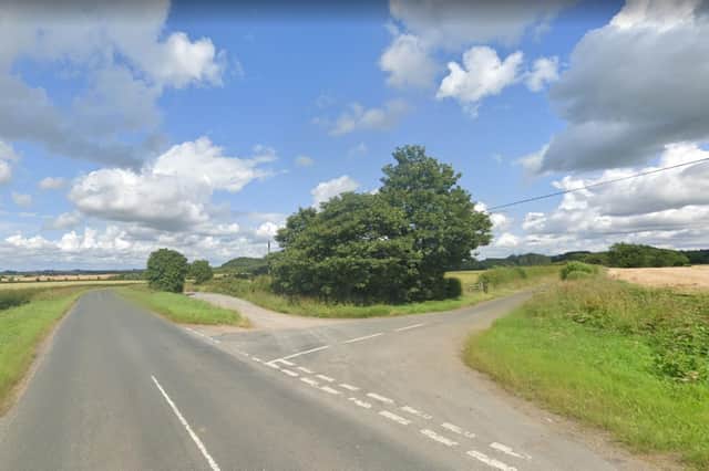 The lay-by on Welham Hill, just after the crossroads with Penhowe Lane and Low Lane. (Photo: Google Maps)