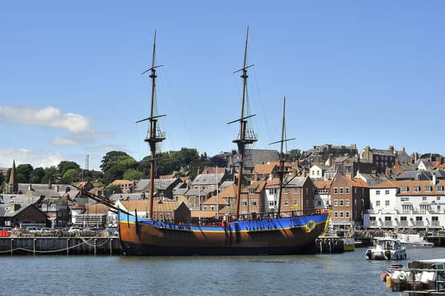 A view of the Endeavour ship replica at Whitby Harbour in 2018.