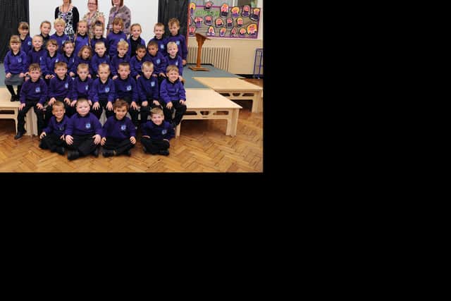 Quay Academy School’s Class 1 new starters and their teachers pose for a photograph in 2014. (NBFP PA 1437-10b)