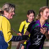 Danby's Heidi Price celebrates one of her three goals in the 7-0 home win against Norton 2s on Sunday

Photo by Brian Murfield