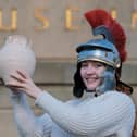 Scarborough Museums Trust learning officer Rhian Roberts preparing for the Roman history half-term events
