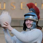Scarborough Museums Trust learning officer Rhian Roberts preparing for the Roman history half-term events