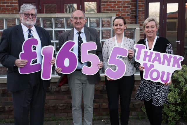 Pictured from left: David Chambers (Deputy Provincial Grand Master of the Province), Mike Roberts (representing the Masonic Charitable Foundation), Susan Stephenson (communications and marketing manager, Saint Catherine’s) and Jo Brooke (fundraising operations assistant, Saint Catherine’s).
