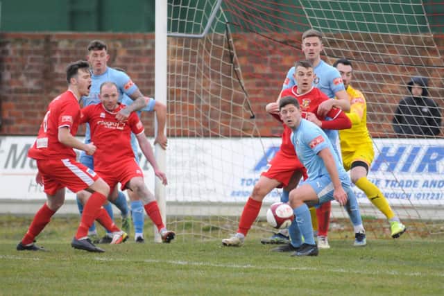 Goalmouth action from Bridlington Town 0 Worksop Town 1

Photos by Dom Taylor available to order by Emailing s70dom@gmail.com or on Facebook at DT Sports Photographs
