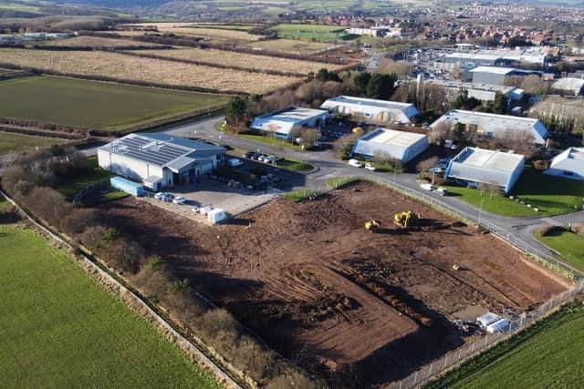 An aerial view at Botham's of Whitby's Enterprise Way site, where the new bakery is being built.