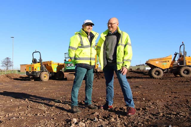 Nick Botham, Chairman of Botham's of Whitby and Jonathan Botham, Managing Director, at the Enterprise Way new build site.