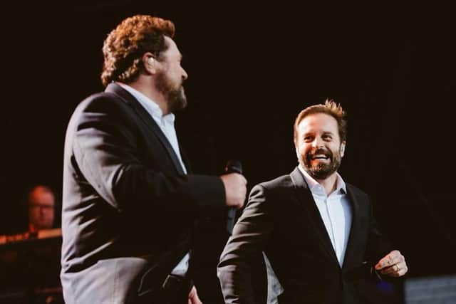 Michael Ball and Alfie Boe performing on stage in Scarborough in 2017.