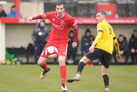 Matty Plummer in action during his second debut for Bridlington Town

Photos by Dom Taylor available to order by Emailing s70dom@gmail.com or on Facebook at DT Sports Photographs