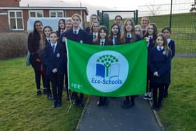 Whitby's Eskdale School students and staff with their Green Flag award.