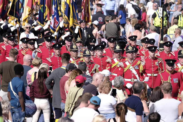 Armed Forces personnel march in Scarborough at 2019's event.
