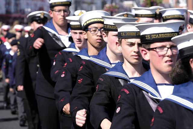 Sea Cadets march on Armed Forces Day in Scarborough in 2019.