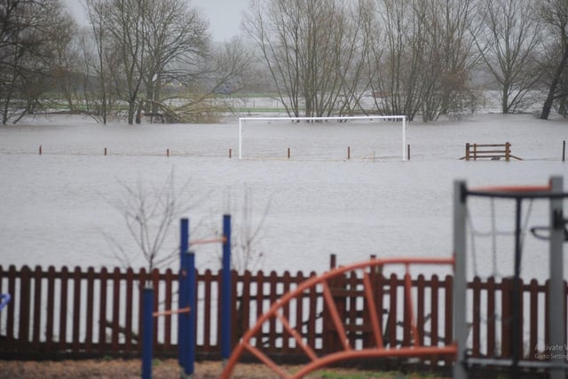 The football pitch was incredibly left looking more like a river with only the goalposts identifying what it really was.