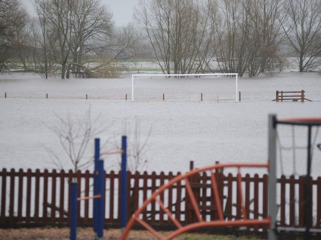The football pitch was incredibly left looking more like a river with only the goalposts identifying what it really was.