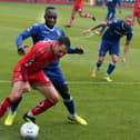 Declan Bacon in action for Alfreton in 2018