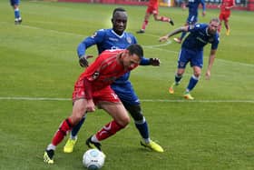 Declan Bacon in action for Alfreton in 2018