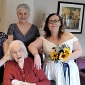 Jean Sheard with granddaughter Cheryl, maid of honour Liz, and their mum Patricia at Mallard Court.