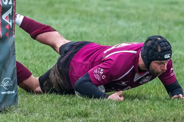 The scorer of Whitby’s second try was Stu Gregson in the 27-22 home loss to local rivals Redcar on Saturday

 PHOTOS BY BRIAN MURFIELD