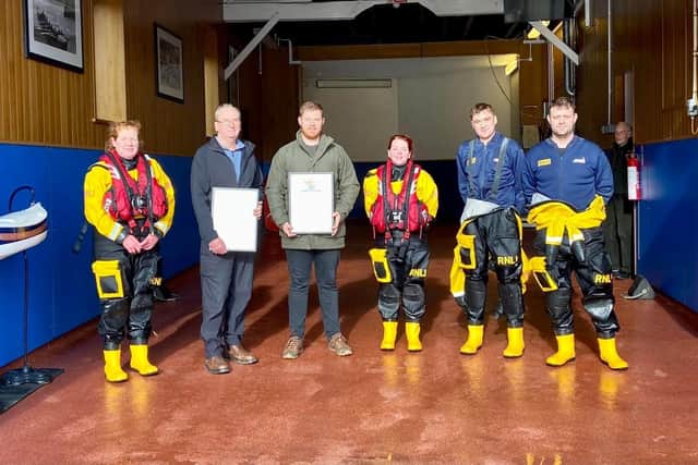 Alex Williams and Chris Wilson each gave a decade of service to the RNLI