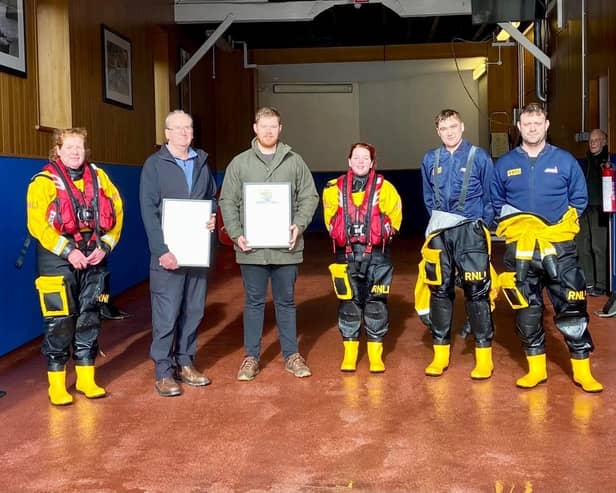 Alex Williams and Chris Wilson each gave a decade of service to the RNLI