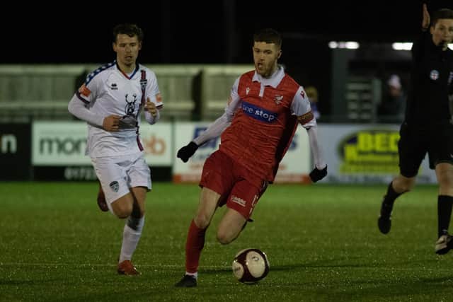 Boro super-sub Kieran Glynn in action against Whitby Town