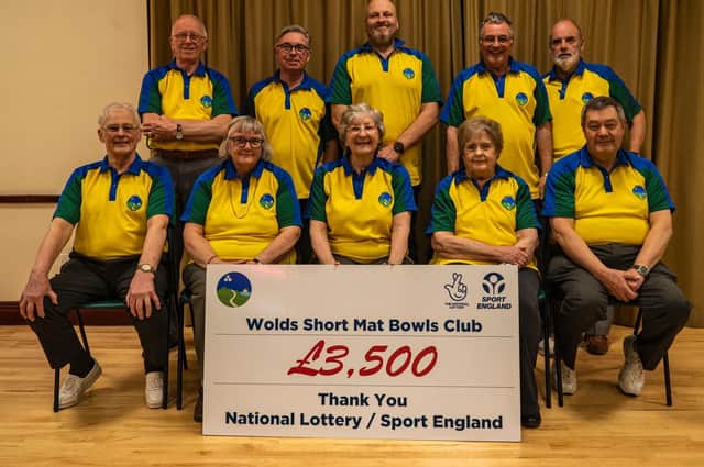 The Wolds Short Mat Bowls Club Merlins say thank you to National Lottery/Sport England for the £3,5000 grant they received to help their move to Ganton Village Hall