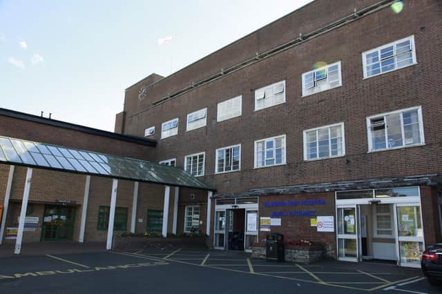 The North entrance of Scarborough Hospital.