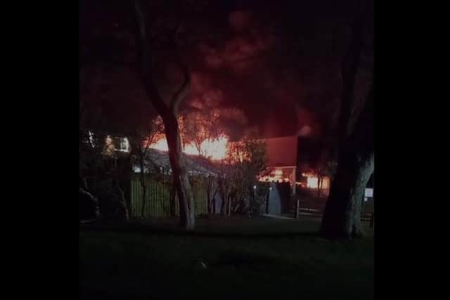 Fire rages at the former Overdale School