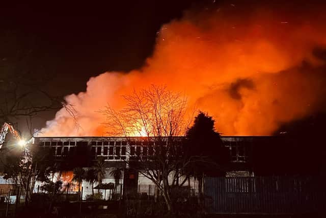 The blaze at the former Overdale School on Friday night. Photo: Hayley Richardson