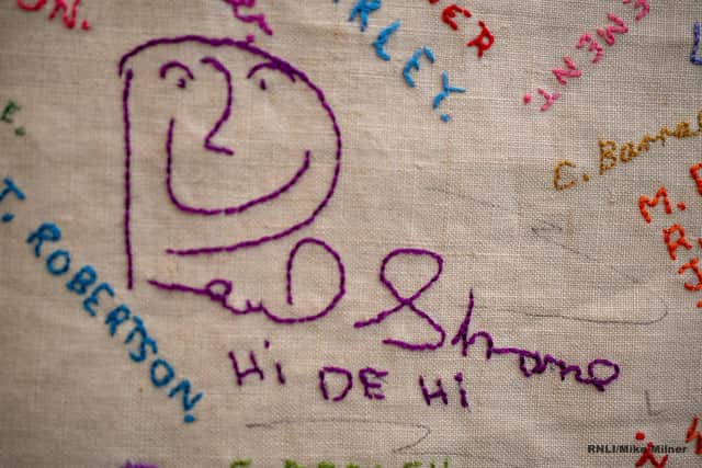 This RNLI cloth was signed by Paul Shane, the popular Hi-de-Hi! actor. Photo by Mike Milner/RNLI