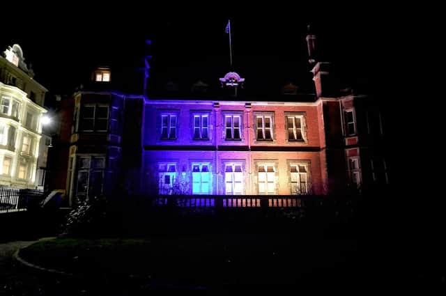 Scarborough Council illuminates the town hall in the national colours of Ukraine.