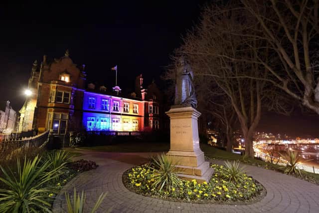 Scarborough Council illuminates the town hall in the national colours of Ukraine.