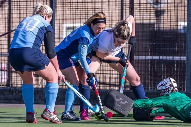 Lisette Vincent Jones in the thick of the action for Whitby in their defeat of Darlington