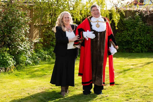 Cllr Eric Broadbent, pictured at the swearing in ceremony alongside wife Lynne in 2021, has been re-elected as Scarborough's Mayor for 2022/23.