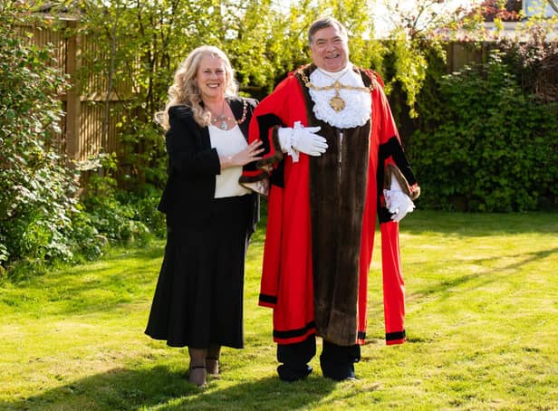 Cllr Eric Broadbent, pictured at the swearing in ceremony alongside wife Lynne in 2021, has been re-elected as Scarborough's Mayor for 2022/23.